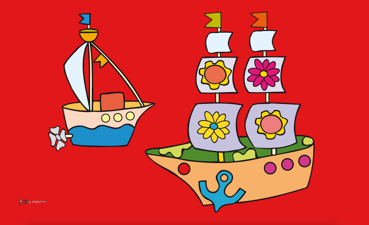Flowerboot-Flagge, Spassfahnen, Fantasiefahnen, Kinderfahnen