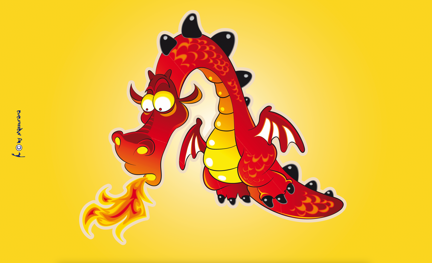 Feuer-Drachen Flagge, Drachenfahne, Ritterfahne, Drachen Flagge