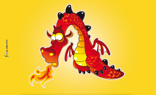 Feuer-Drachen Flagge, Drachenfahne, Ritterfahne, Drachen Flagge