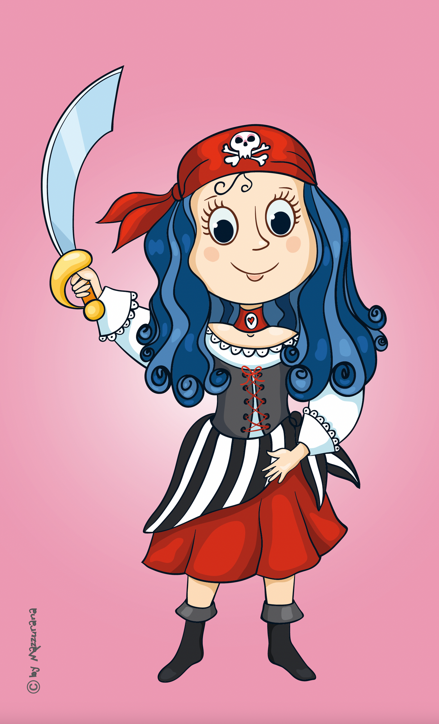 Piraten - Mädel Flagge, Pirateflaggen, Piratenfahne