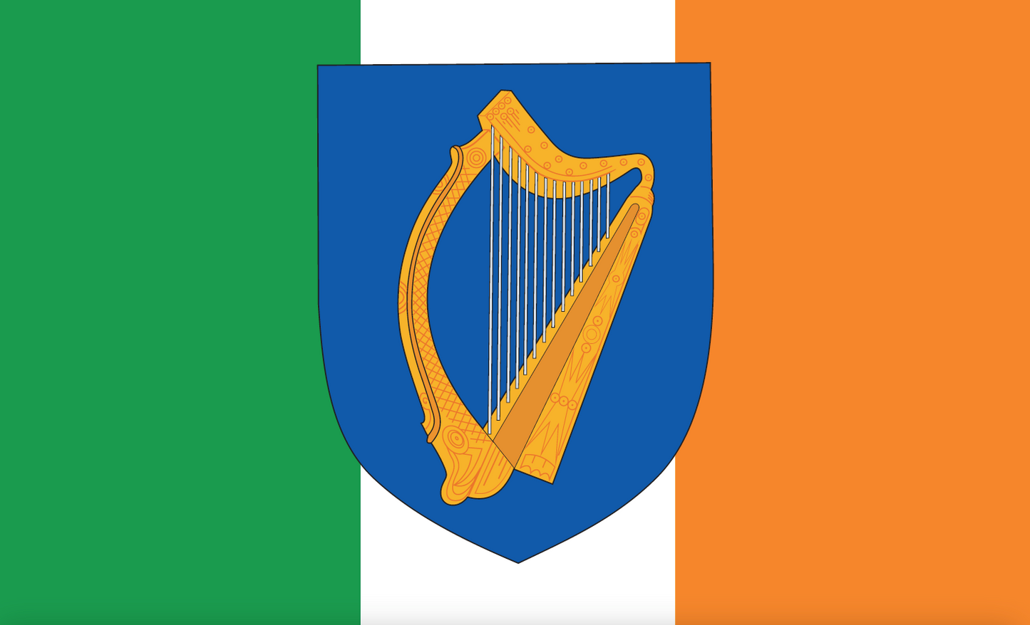 Irish flag with coat of arms – Historical national flag