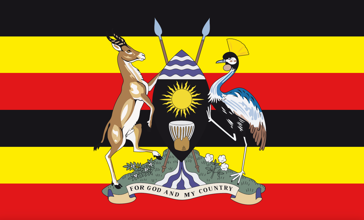 Uganda Flag Coat of Arms - State Coat of Arms on National Colors