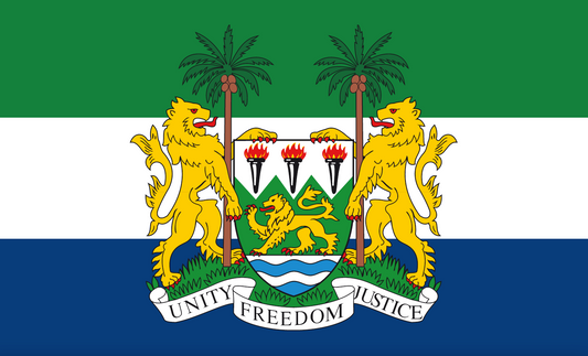 Sierra Leone flag with coat of arms – National flag of Sierra Leone