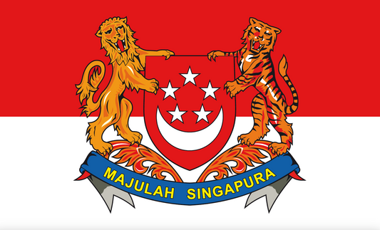 Singapore Flag Coat of Arms – State coat of arms on a red and white background