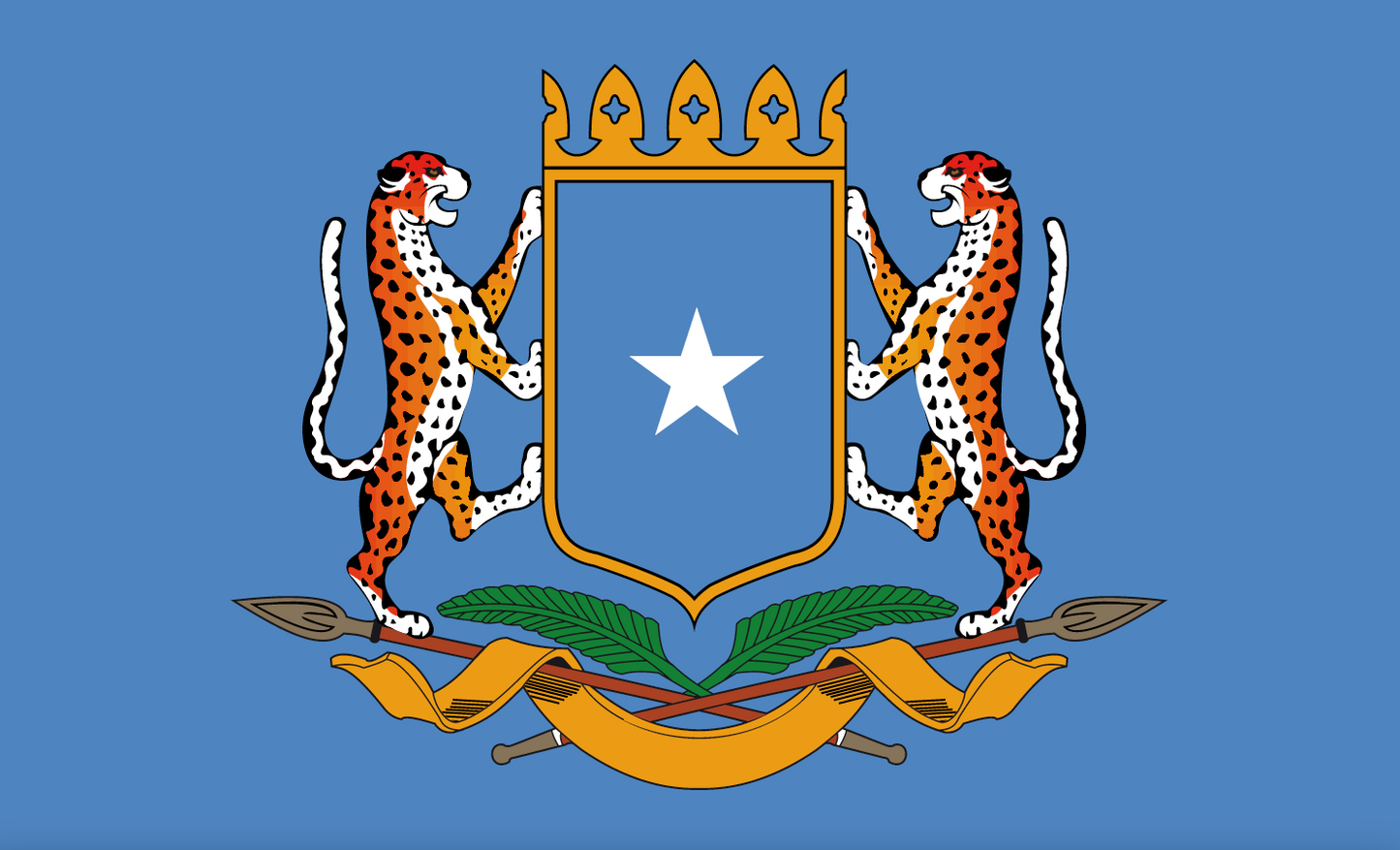 Somalia Flag Coat of Arms – State coat of arms on a blue background