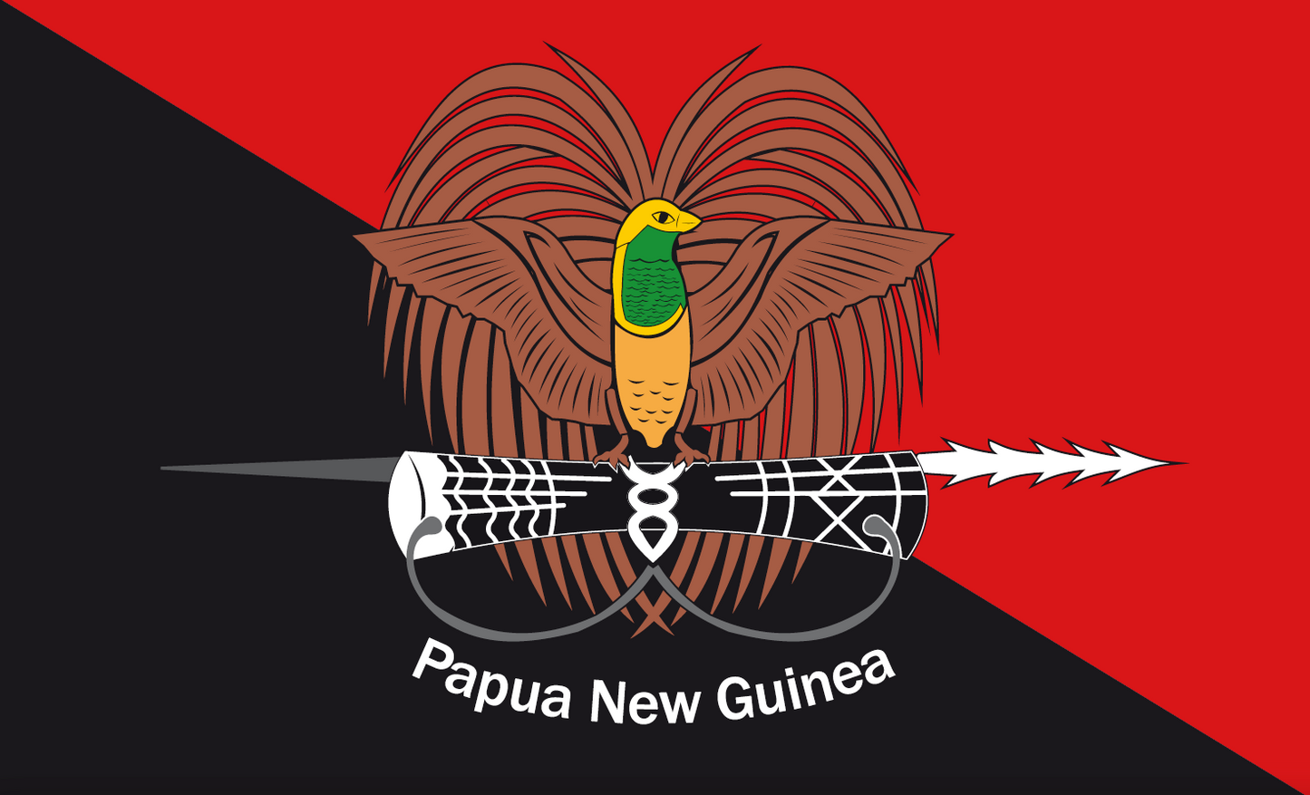 Flag of Papua New Guinea with coat of arms – Island nation of Papua New Guinea
