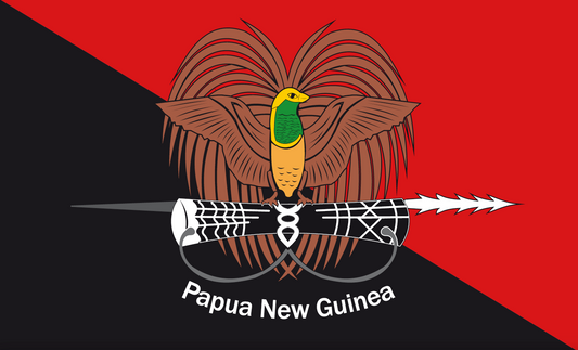Flag of Papua New Guinea with coat of arms – Island nation of Papua New Guinea
