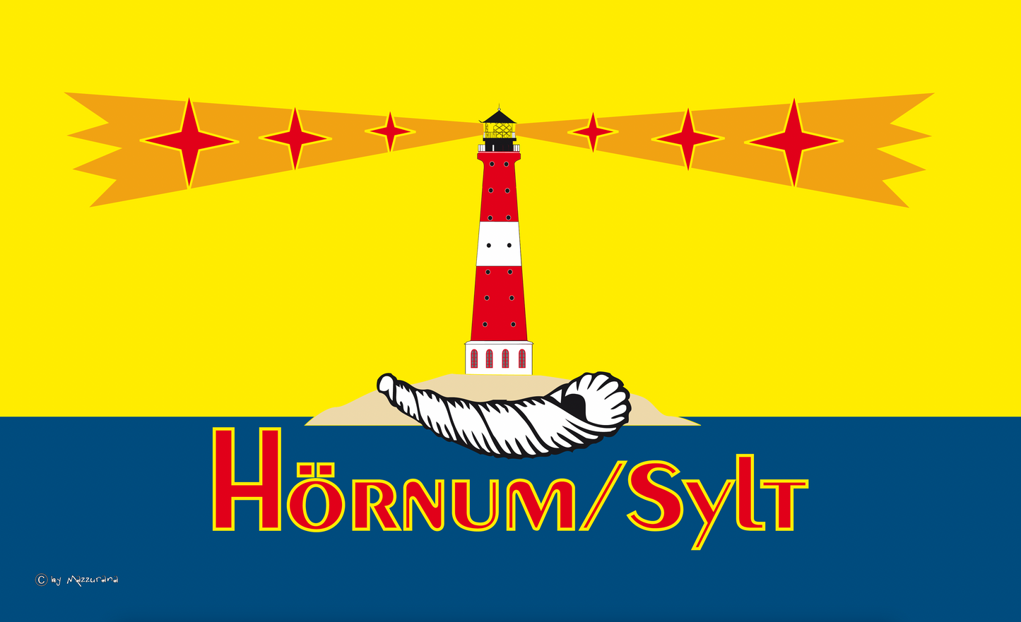 Hörnum Flagge mit Schrift – Der Süden von Sylt im Wind
