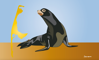 Plage du drapeau Seal – Motif maritime Sylt sur le thème des animaux