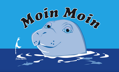 Drapeau de Moin Moin Moin, inspiré par le lion de mer – une touche de charme de la mer du Nord