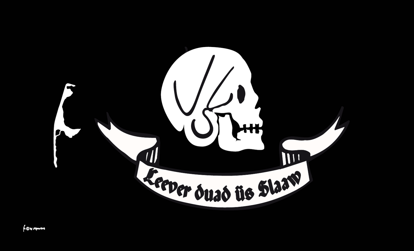 Sylt Piratenflagge – „Leever duad üs Slaaw“ mit Totenkopf & Insel