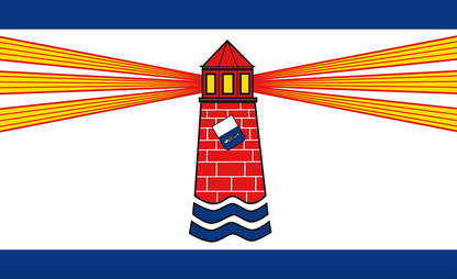 Drapeau de Westerland Sylt – Phare aux faisceaux lumineux au design moderne