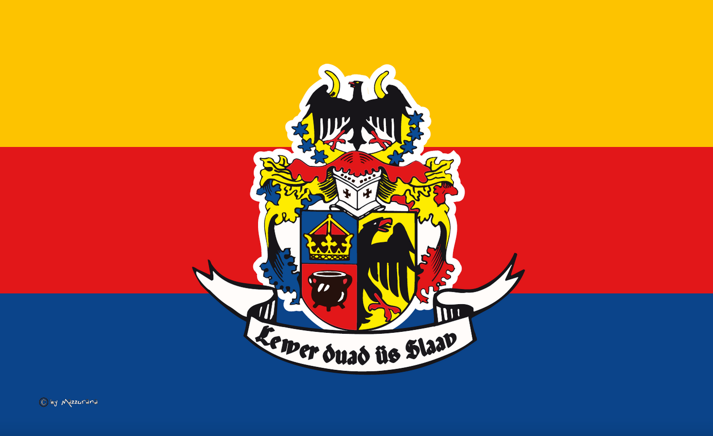 „Lever duad üs Slaaw“-Flagge mit traditionellem Wappen – Friesischer Stolz im Wind