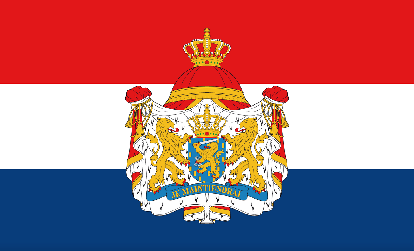 National flag of the Netherlands with coat of arms – National flag of the Netherlands with coat of arms