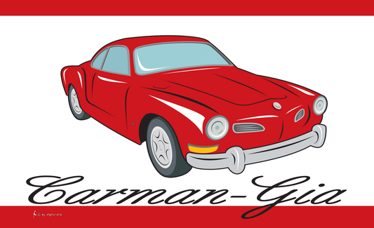 Carman-Ghia Coupe Flagge,Autoflagge, Oldtimer, Motoradflaggen,Motorsportflaggen,Formel1-Flaggen