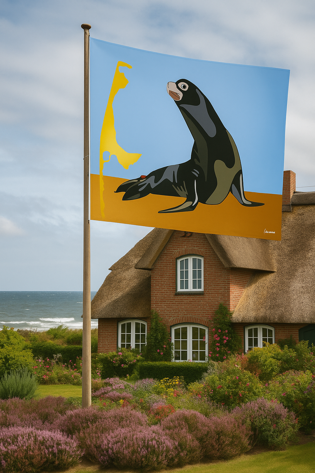 Seehundflagge Strand – Tierisch maritimes Sylt-Design