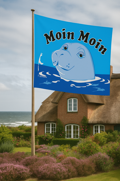 Drapeau de Moin Moin Moin, inspiré par le lion de mer – une touche de charme de la mer du Nord