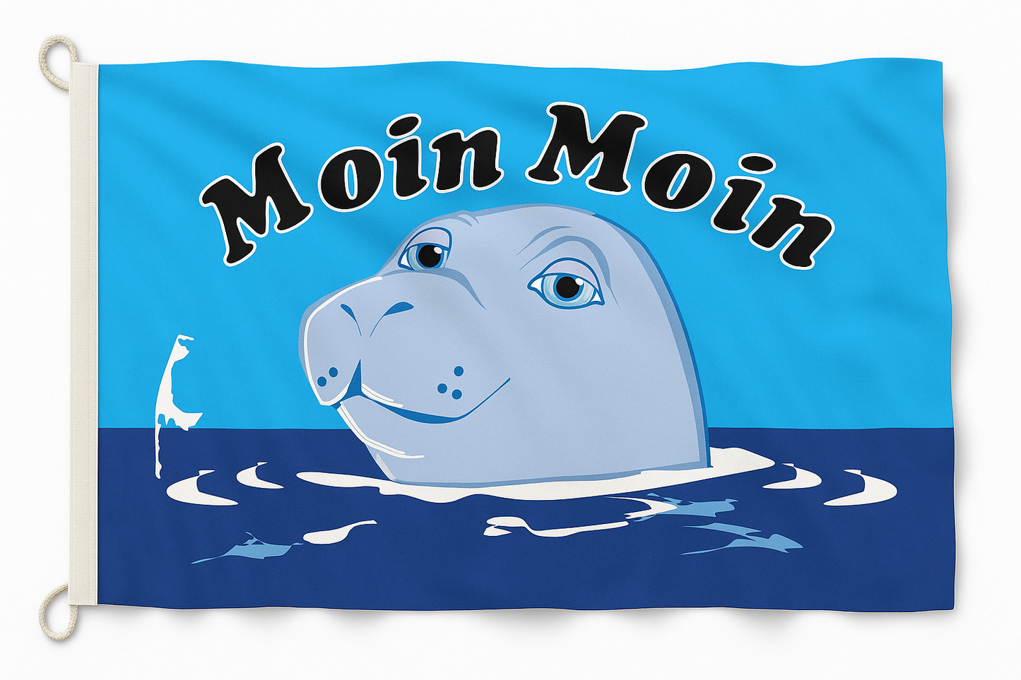 Seelöwe Moin Moin Flagge – Nordseeflair mit Charme