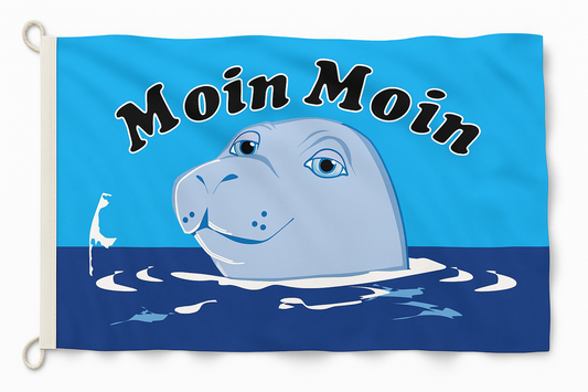 Seelöwe Moin Moin Flagge – Nordseeflair mit Charme