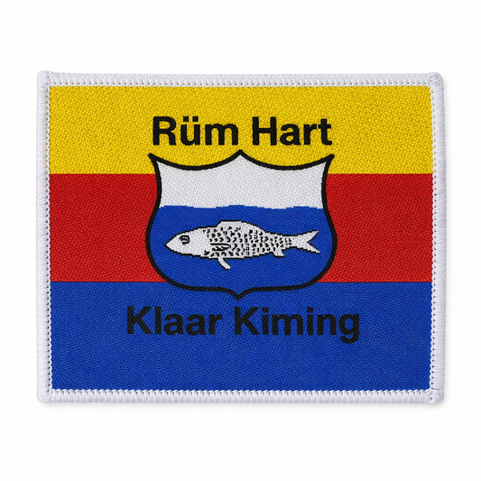 Aufnäher „Rüm Hart – Klaar Kiming“ – Friesenpatch mit Wappen & Fischmotiv