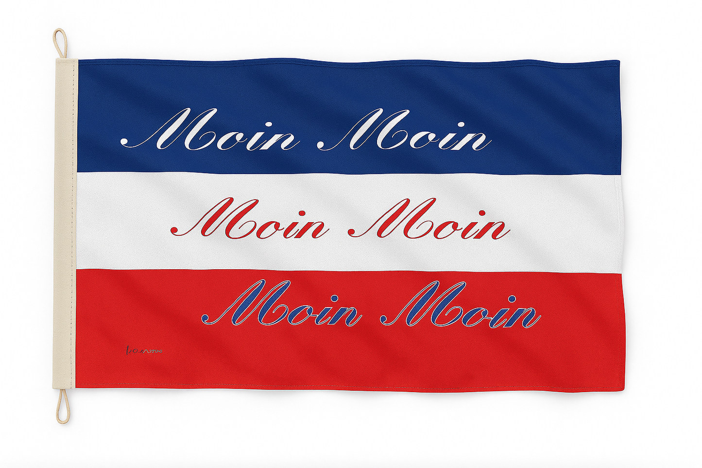 Moin Moin Flagge in Schleswig-Holstein Farben – Norddeutscher Charme für Zuhause & unterwegs