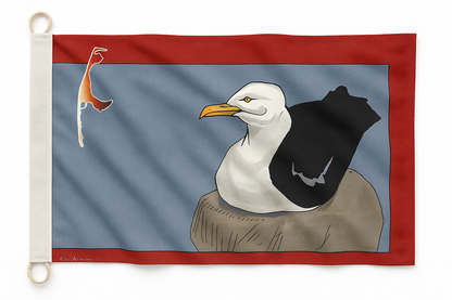 Mouette assise – Drapeau de Sylt orné d'un motif d'animal marin