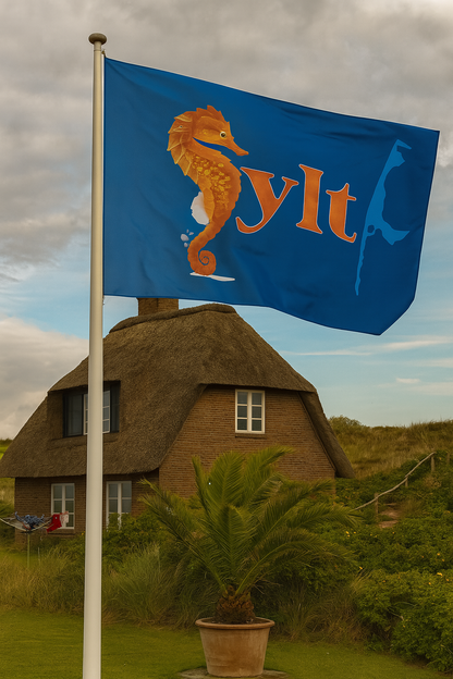 Drapeau de Sylt orné d'un hippocampe – Un motif maritime plein de charme