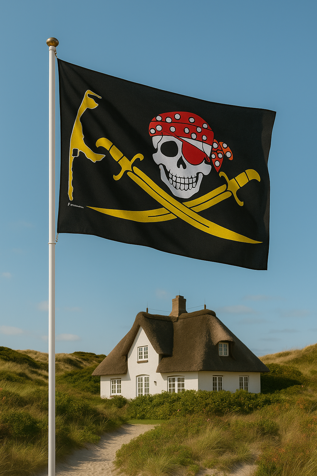 Piratenflagge Sylt-Gold – Insel-Flair mit rebellischem Stil