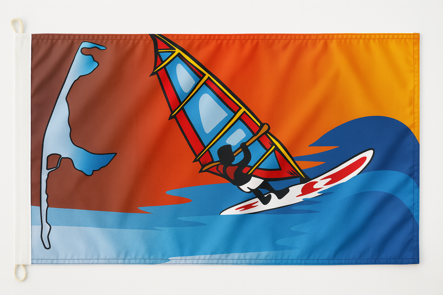 Surf-Syltflagge – Wellen, Wind & Sonnenuntergang