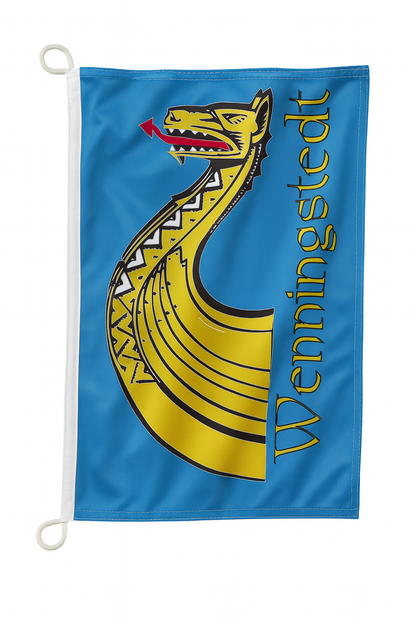 Drapeau de Wenningstedt – Un portrait classique de Sylt avec une tête de dragon