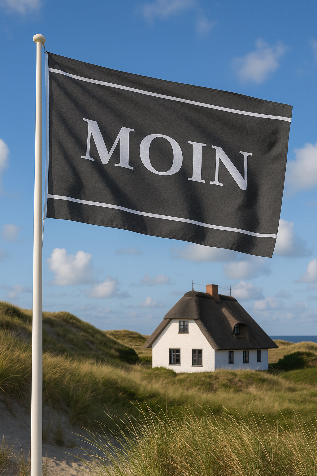 MOIN Flagge Grau – Norddeutscher Gruß in stilvollem Design