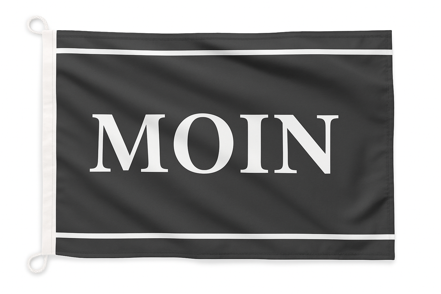 MOIN Flagge Grau – Norddeutscher Gruß in stilvollem Design