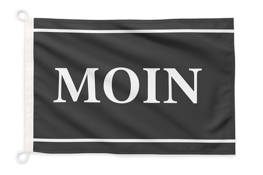 MOIN Flagge Grau – Norddeutscher Gruß in stilvollem Design