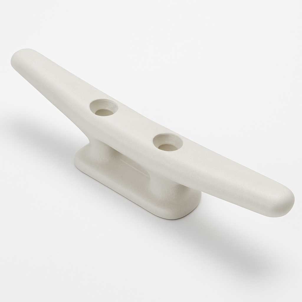 Kunststoff-Klampe Weiß – robuste Festmacherklampe für Flaggenleinen, Seile und Tauwerk