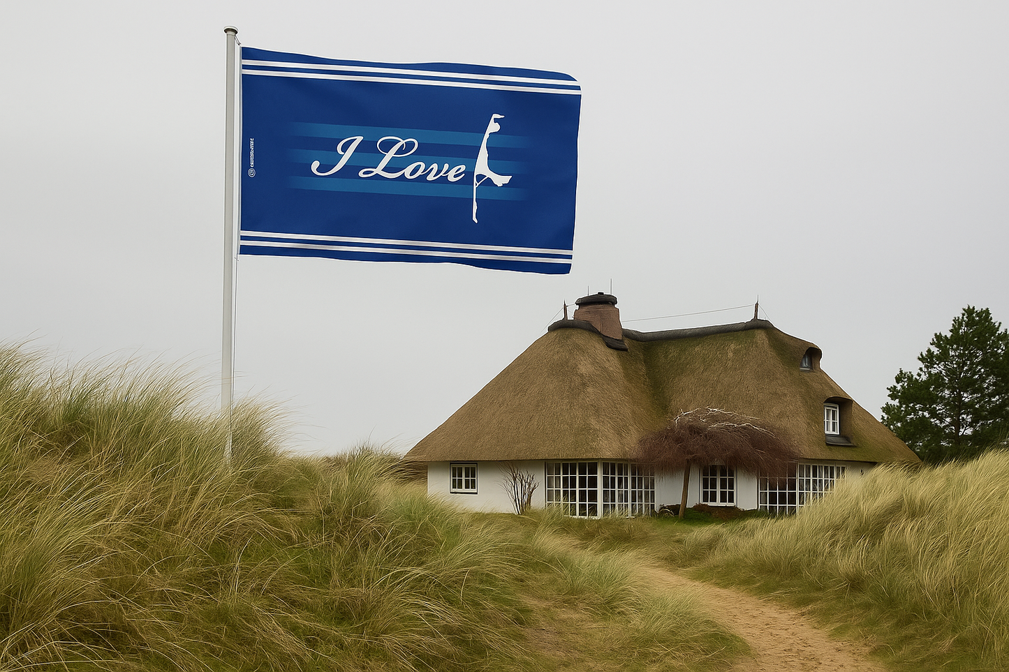 I Love Sylt Flagge Schriftzug – Deine Liebeserklärung an die Insel