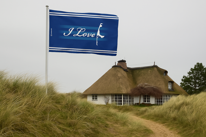 Inscription « J’aime Sylt » pour le drapeau – Votre déclaration d’amour à l’île