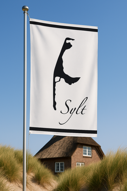 Drapeau de Black Island Sylt – Lignes épurées. Expression forte. Pureté de la mer du Nord.