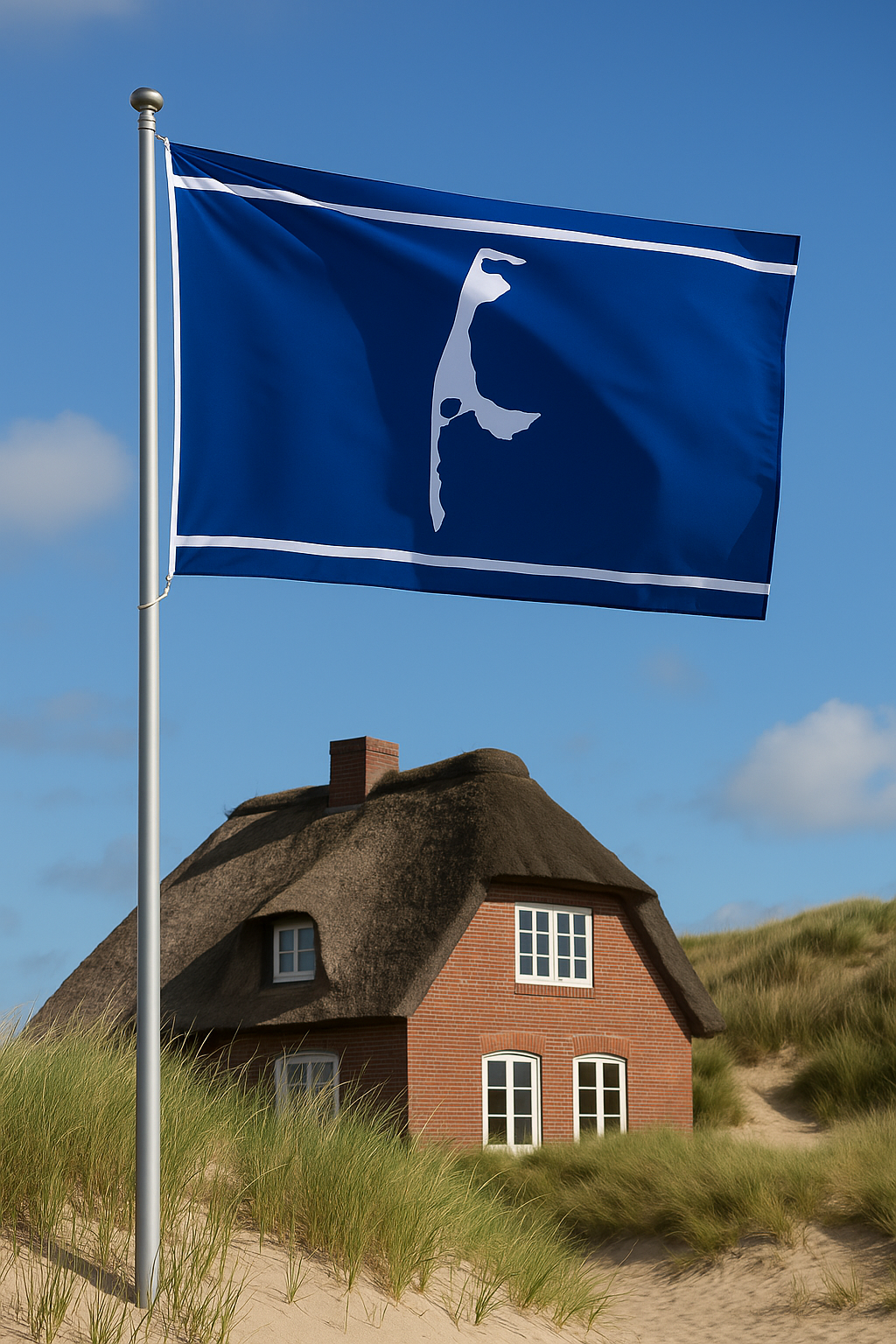 Sylt Flagge Blau – Die Insel mit Charakter, modern in Szene gesetzt