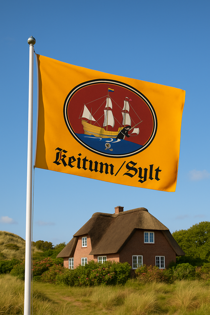 Drapeau de Keitum-Sylt avec engrenage – Style maritime hissé