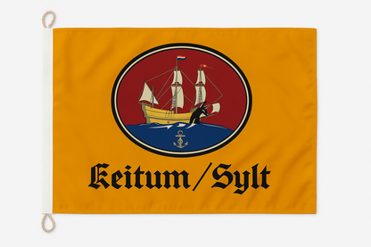 Drapeau de Keitum-Sylt avec engrenage – Style maritime hissé