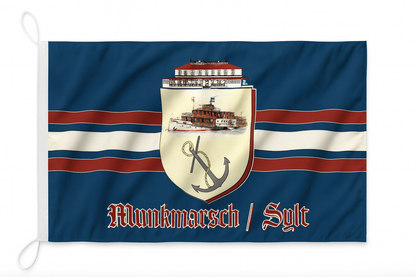 Munkmarsch flag with historic ferry house – A piece of Sylt history for your home