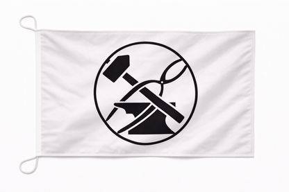 Zunftzeichen Schmied Flagge – Kraft, Feuer und Handwerkskunst vereint