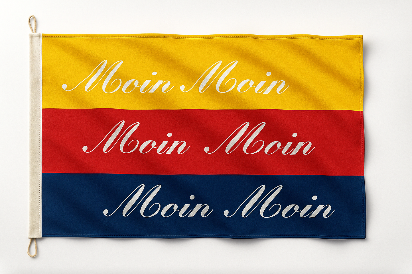 Moin Moin Flagge in Friesenfarben – Für alle, die das echte Nordsee-Gefühl lieben