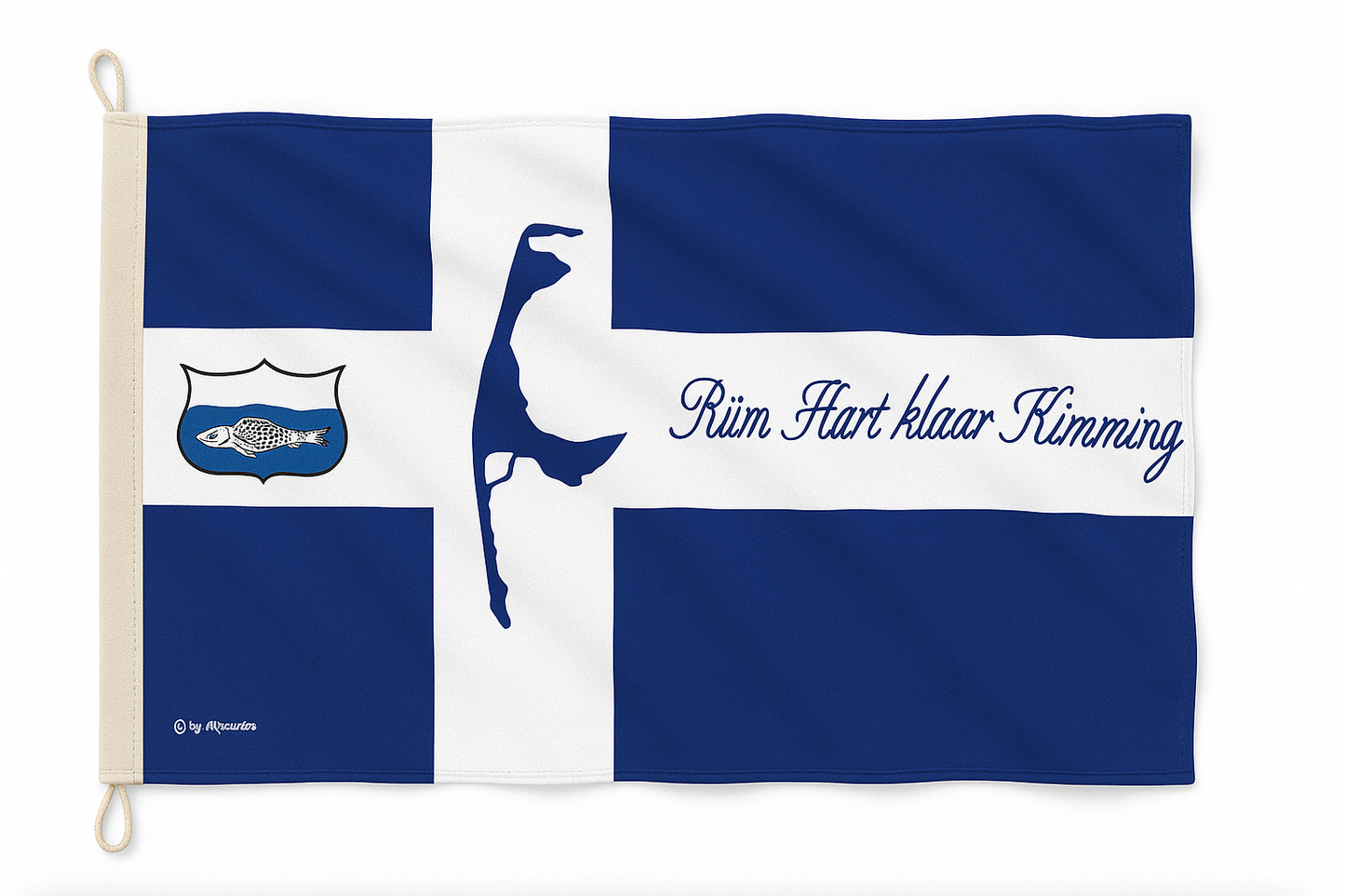 Sylt Flagge Kreuz mit „Rüm Hart – Klaar Kiming“ – Nordsee-Identität zum Hissen