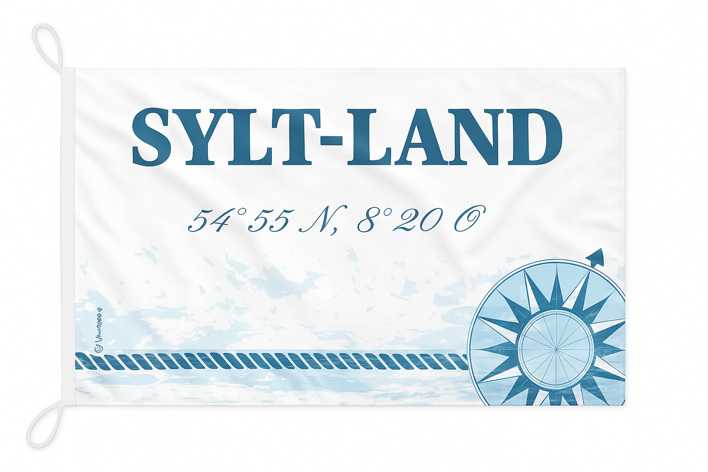 Sylt-Land Flagge Blau – Maritimes Design mit Koordinatenliebe