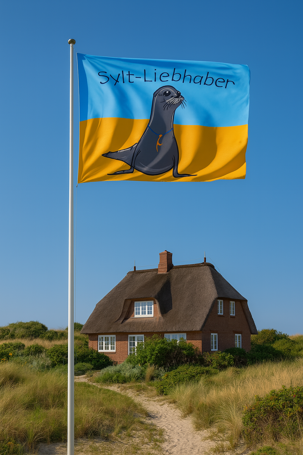 Sylt-Liebhaber Seehund Flagge – Nordsee-Charme mit Herz