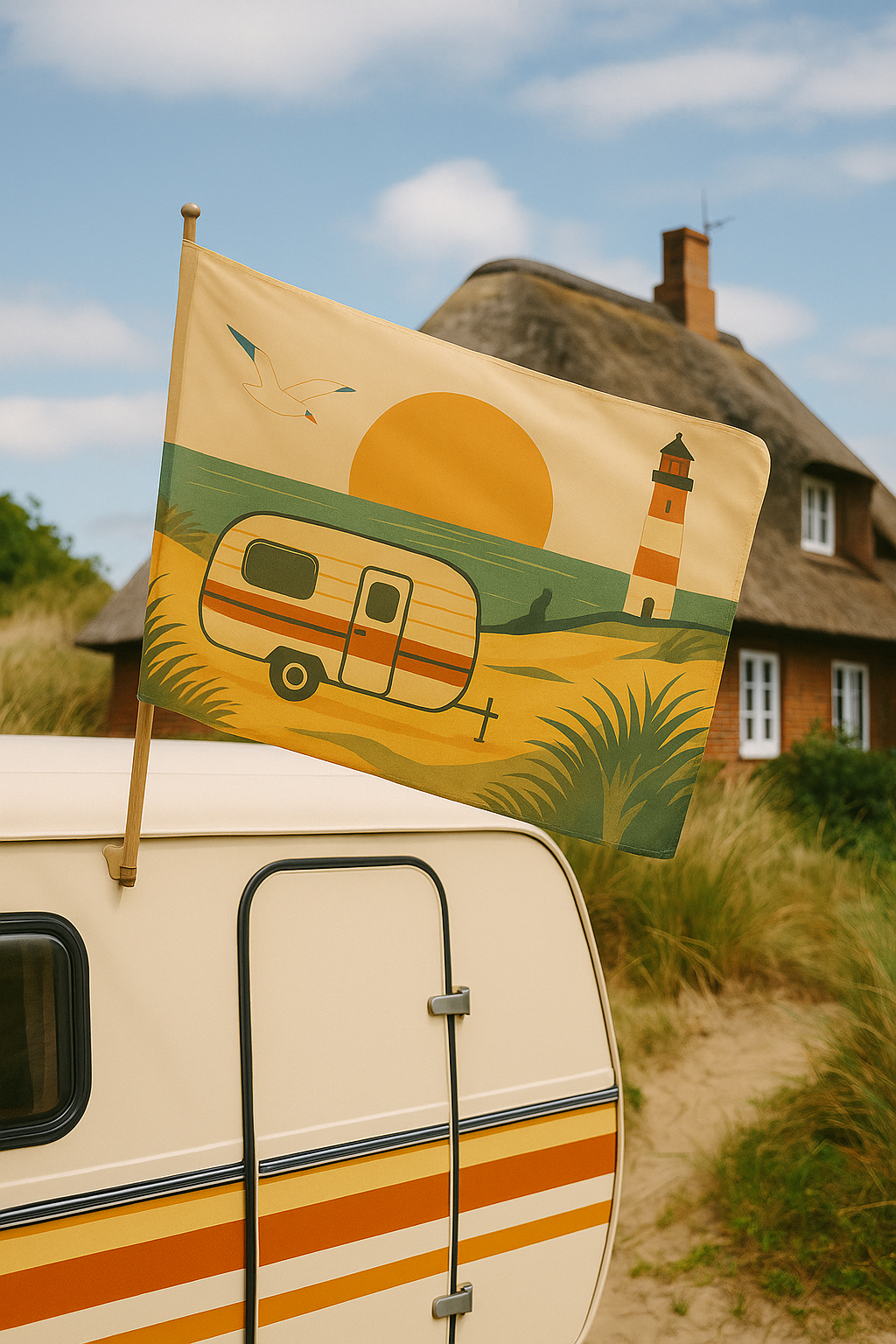 Sylt Flagge Camping – Wohnwagenidylle mit Inselblick
