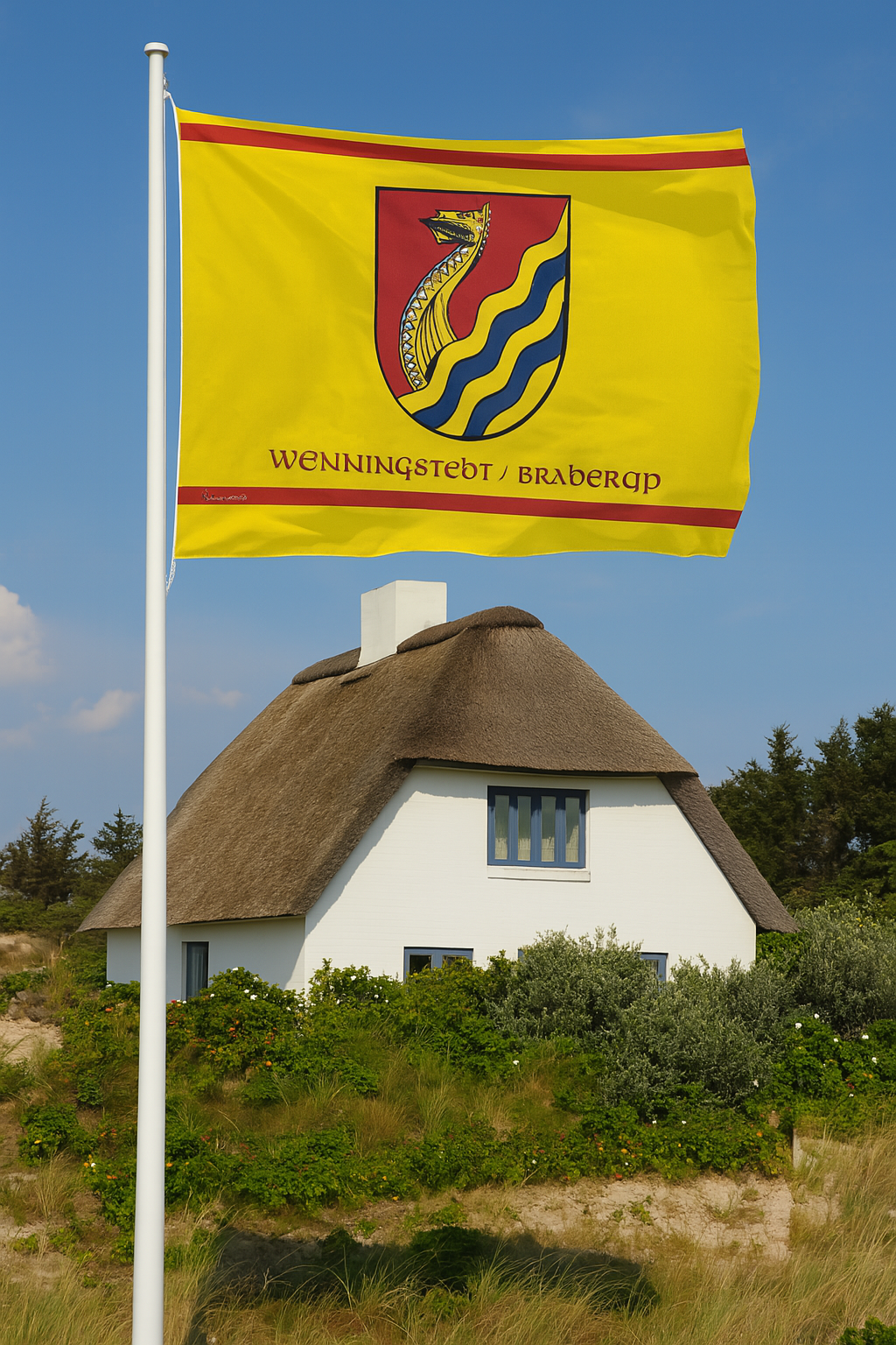 Wenningstedt-Braderup Syltflagge mit Schrift – Nordische Stärke und Wellenkraft