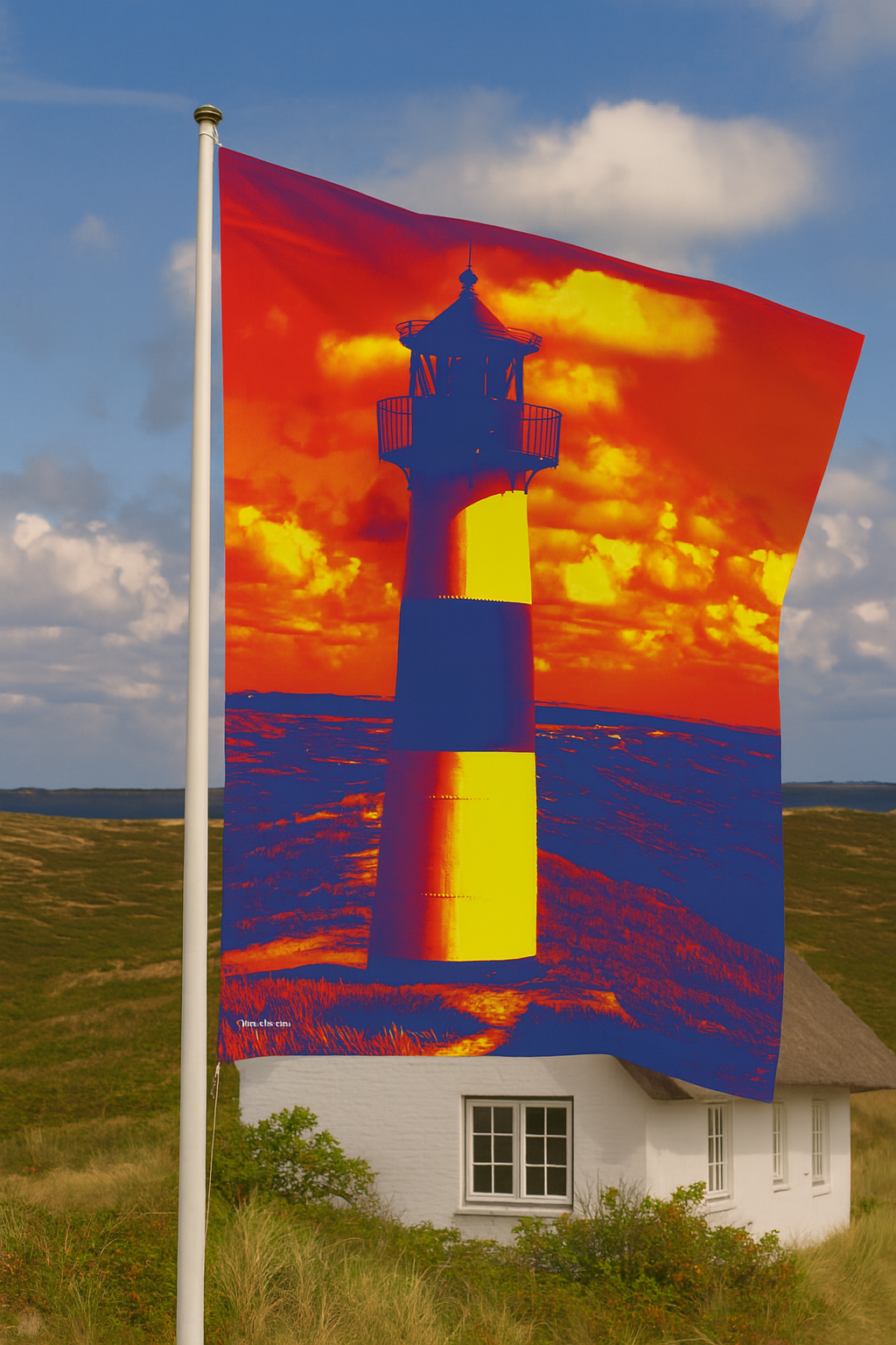Worhol-Leuchtturmflagge – Sylt-Ikone in Pop-Art Farben