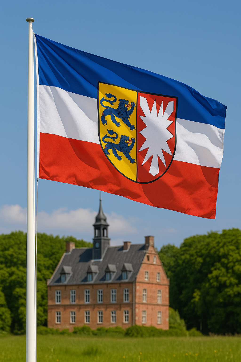 Schleswig-Holstein Flagge mit Wappen – Tradition & Verbundenheit im Norden